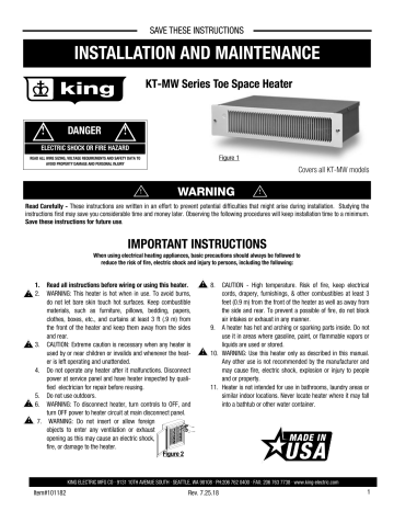 King Electric KT1215-W 1500/750W 120V Kickspace Heater White 