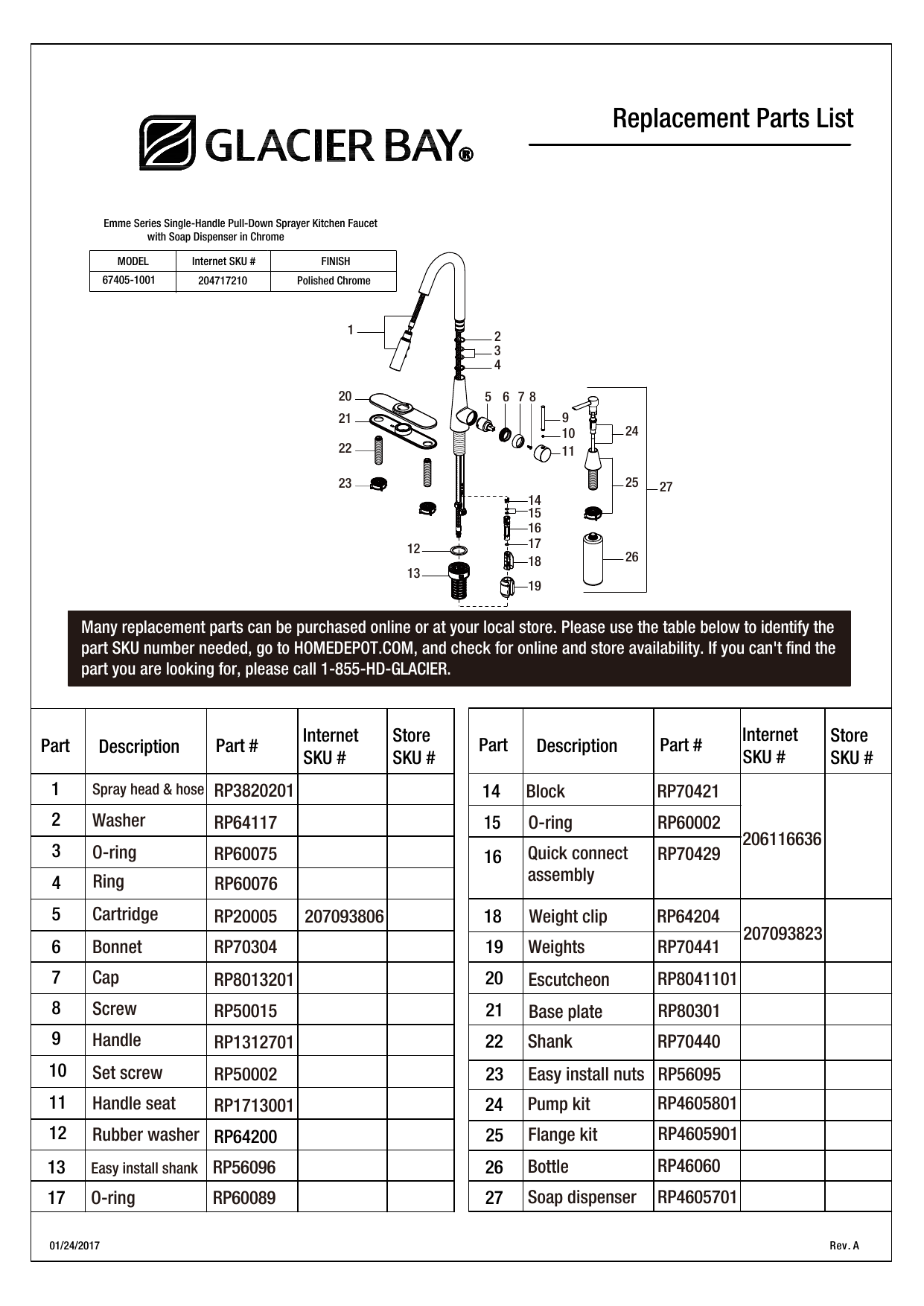 Glacier Bay 67405-1001 Product information | Manualzz