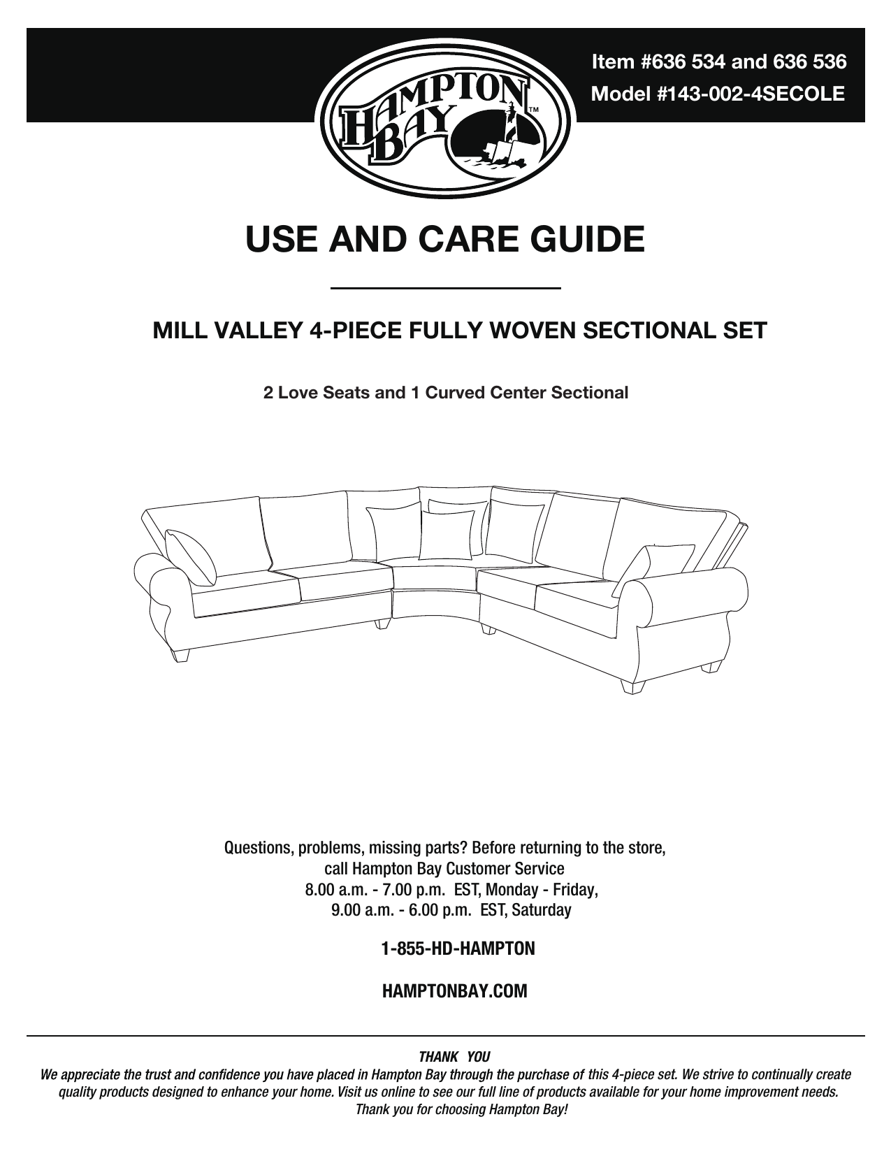 Hampton bay mill outlet valley sectional cover