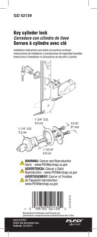 Prime-Line GD 52139 Rim Cylinder Lock with Trim Ring, 5-Pin Lock, Solid