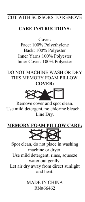 pillow care instructions