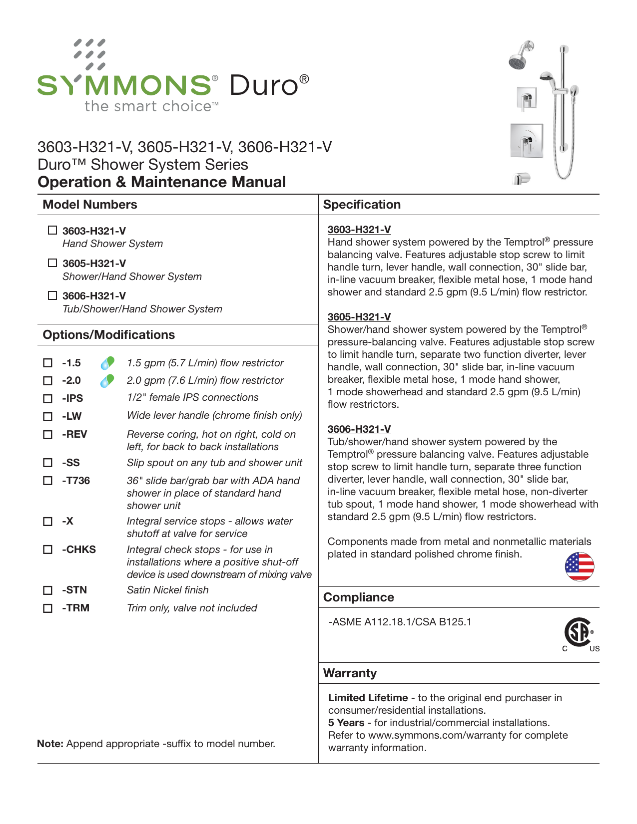 Symmons 3605 H321 V 1 5 Installation Guide Manualzz