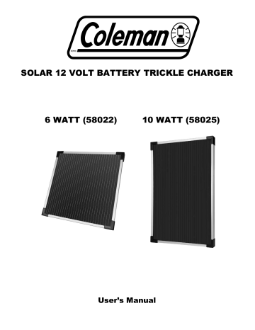 Coleman 58022 6 Watt 12 Volt Solar Battery Maintainer Full Product Manual Manualzz