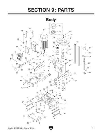 Grizzly Industrial G0718 Hinge Boring Machine Replacement Part List ...