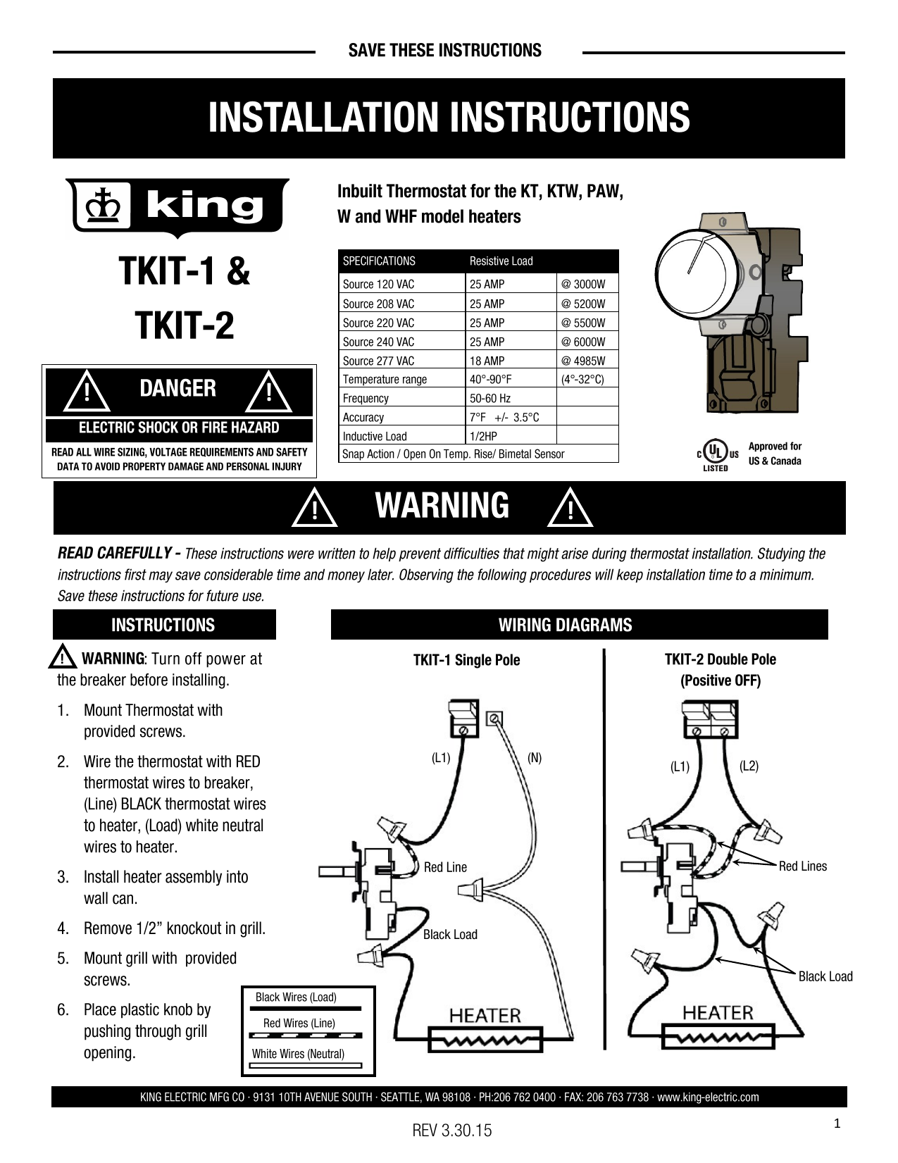 King Tkit 1bw Installation Guide Manualzz - Electric Wall Heater Wiring Diagram King Tkit 1bw Installation Guide Manualzz - Electric Wall Heater Wiring Diagram