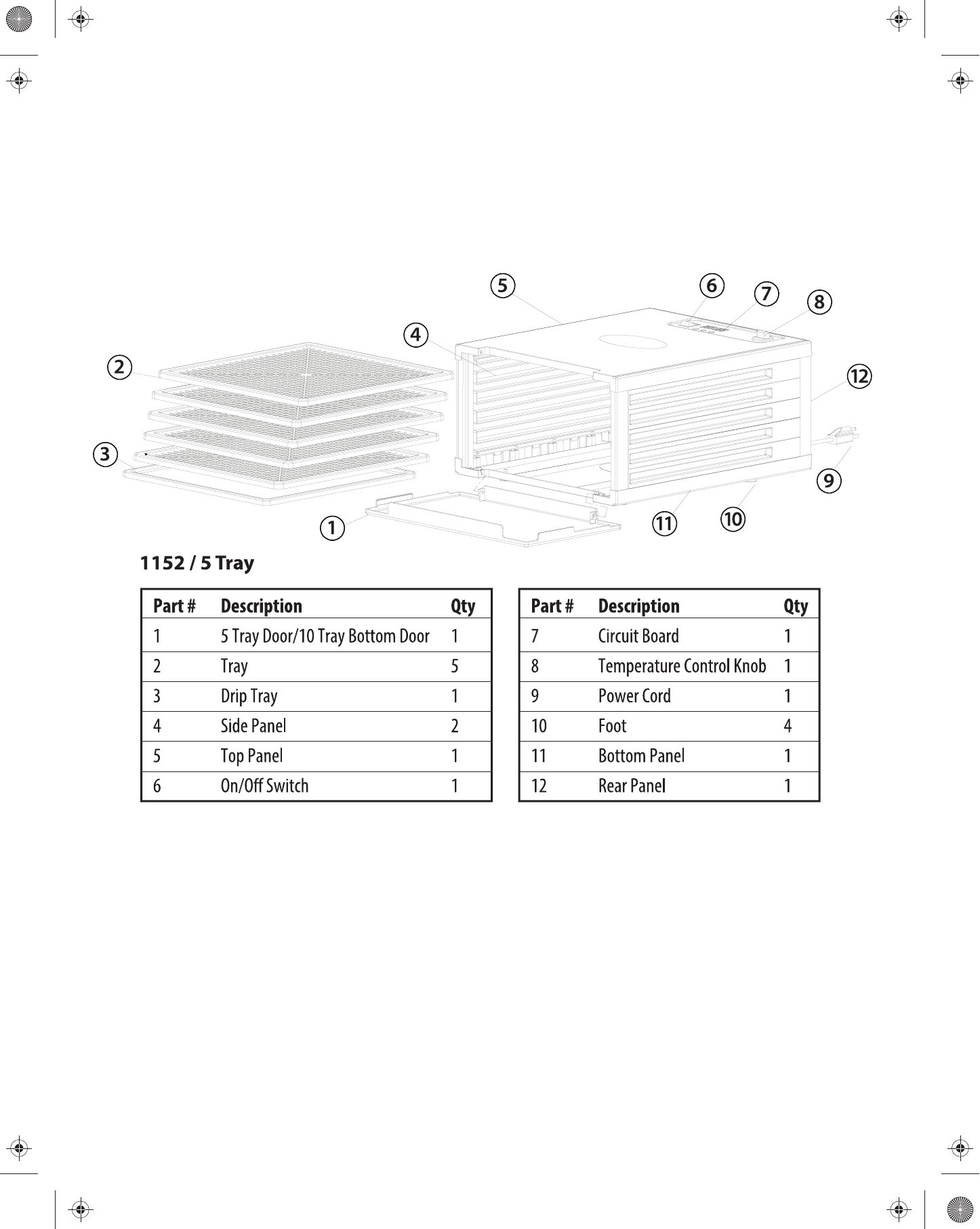 LEM 1152 5Tray Black Food Dehydrator with BuiltIn Timer Replacement