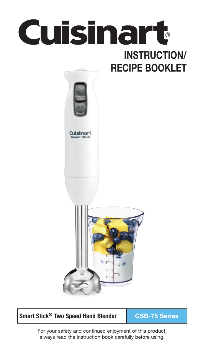 White Cuisinart CSB-75 Smart Stick 2-Speed Immersion Hand Blender 