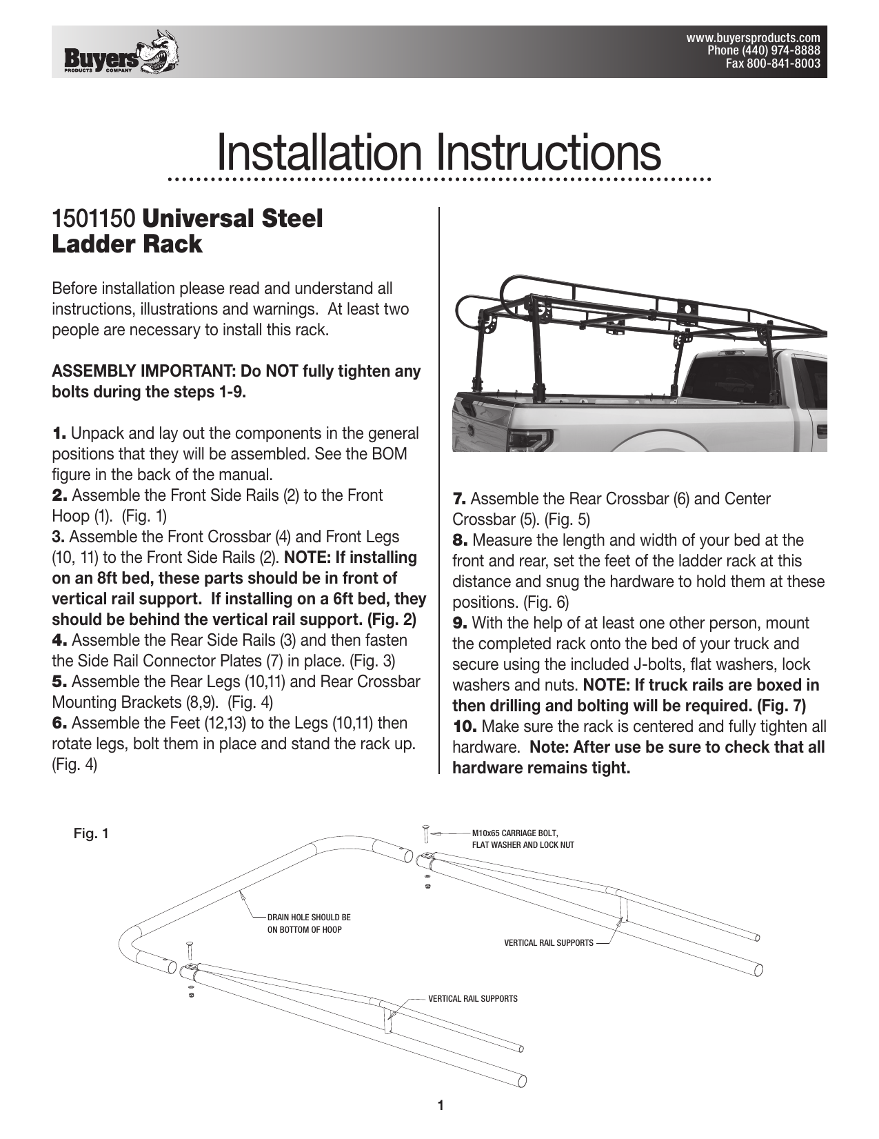 apex bed rack on Buyers Products Company 1501150 User Guide Manualzz