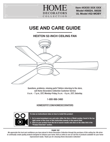 Home Decorators Collection 56024 Hexton 52 In Led Indoor Brushed Gold Ceiling Fan With Light Kit And Remote Control Instructions Assembly Manualzz Led Indoor Brushed Gold Ceiling Fan, Dawnsun Ceiling Fan Parts