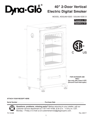 dyna glo electric smoker