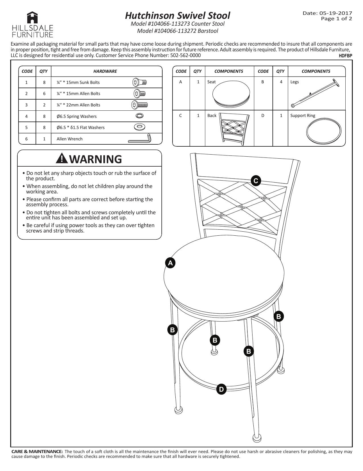 Hillsdale Furniture 4706830 Hutchinson Pewter Swivel Bar Stool