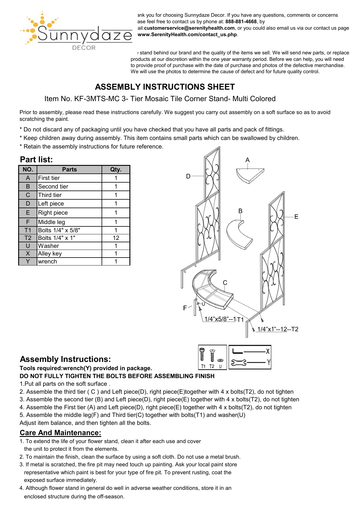 Sunnydaze Decor Kf 3mts Mc Installation Guide Manualzz