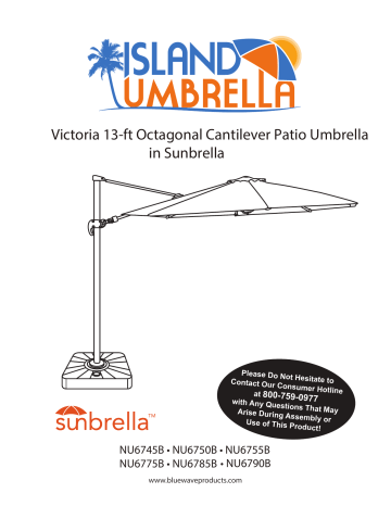 Island Umbrella Nu6745 Victoria 13 Ft Octagonal Cantilever Patio Umbrella In Beige Sunbrella Acrylic Full Product Manual Manualzz