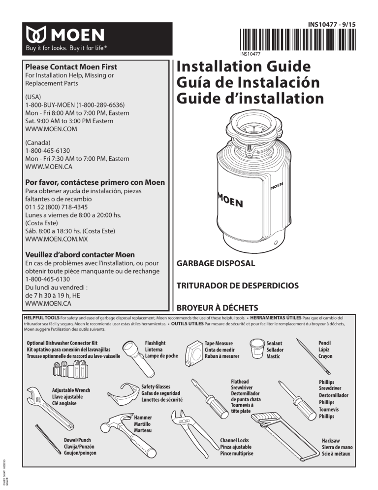 Moen GXP50C, GXP50CKIT02, GX75C, GXP33c, GX50C Installation guide