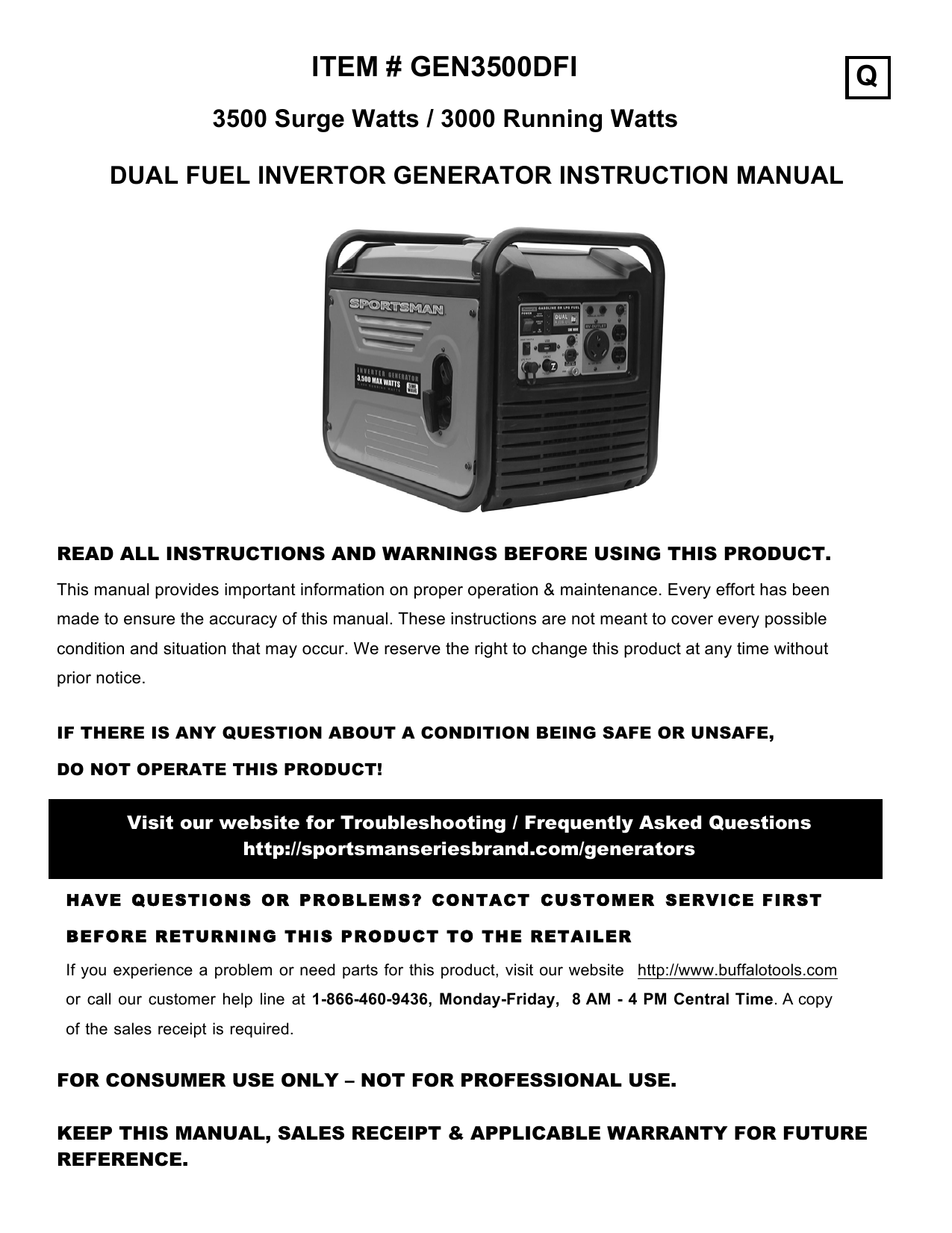 propane inverter generator sale