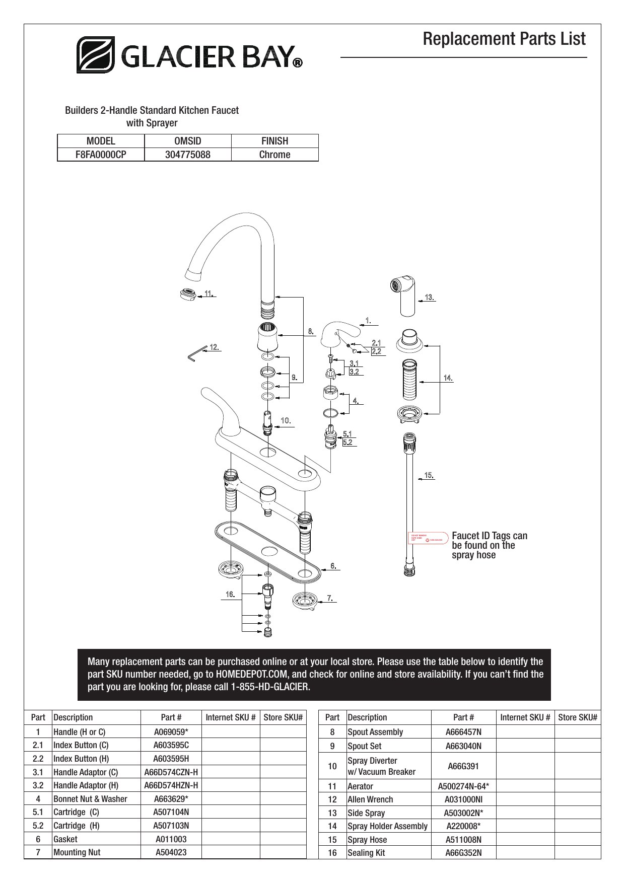 Glacier Bay Builders 2 Handle Standard