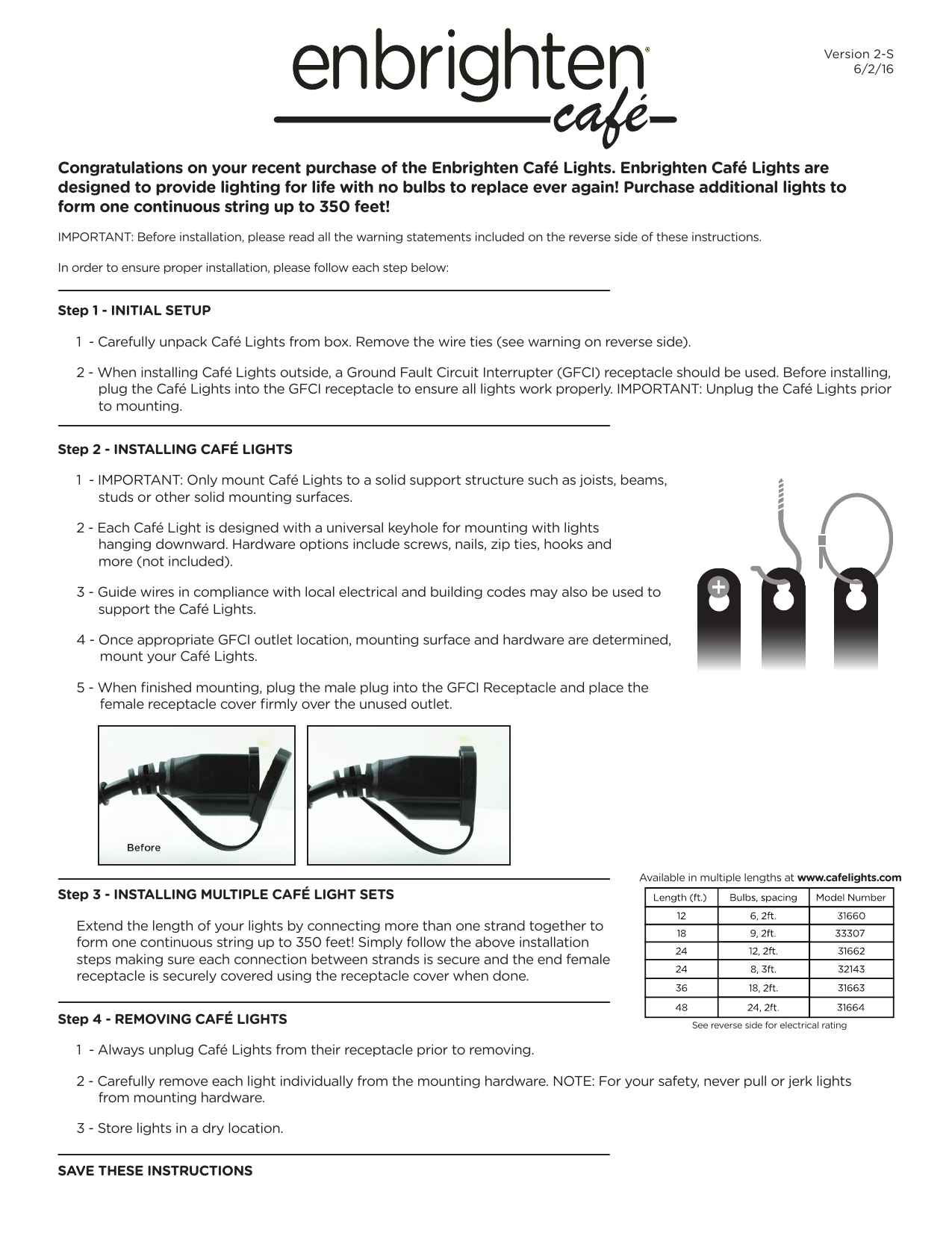 Enbrighten Bundle - Seasons Color-Changing Classic LED Cafe Lights (12  Bulbs, 24ft. Black Cord) with Enbrighten Outdoor Plug-in 2-Outlet WiFi  Smart