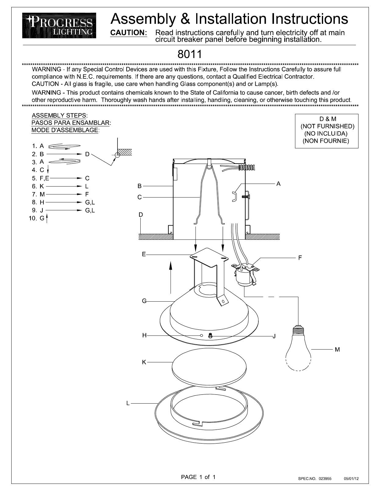 Progress Lighting P8011-60 6 in. White Recessed Fresnel ...