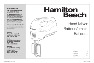 Hamilton Beach 6-Speed Black Stainless Steel Hand Mixer User guide | Manualzz
