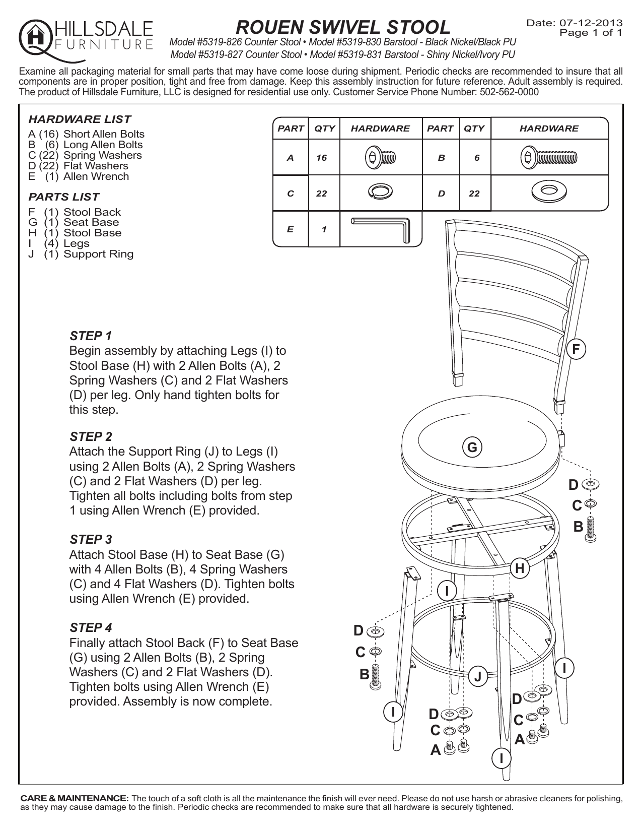 Hillsdale Furniture 5319-831 Rouen 30 in. Swivel Bar Stool in Shiny