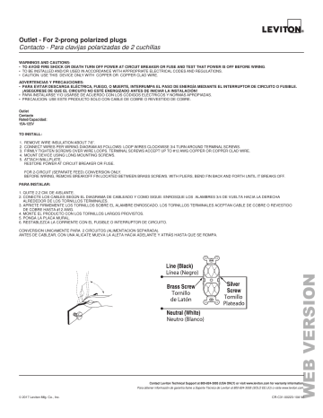Leviton 223 W 15 Amp 2 Wire Duplex White Instructions Assembly Manualzz Leviton 223 W 15 Amp 2 Wire Duplex, Leviton T5225 Wiring Diagram Pdf