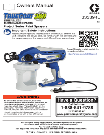 Graco 16Y386 TrueCoat 360 DSP Airless Paint Sprayer Troubleshooting Guide | Manualzz