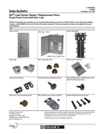 Square D Qo Space Circuit Indoor Main Lug Load Center Product Information Manualzz