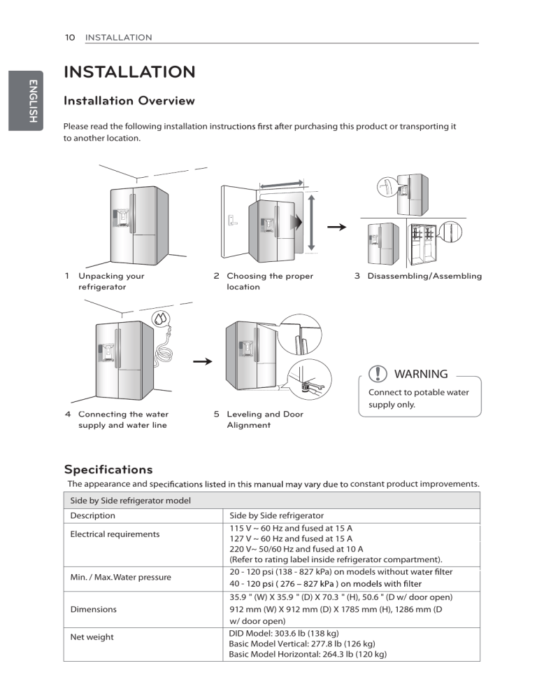 LG Electronics LSXS26366S Installation guide | Manualzz