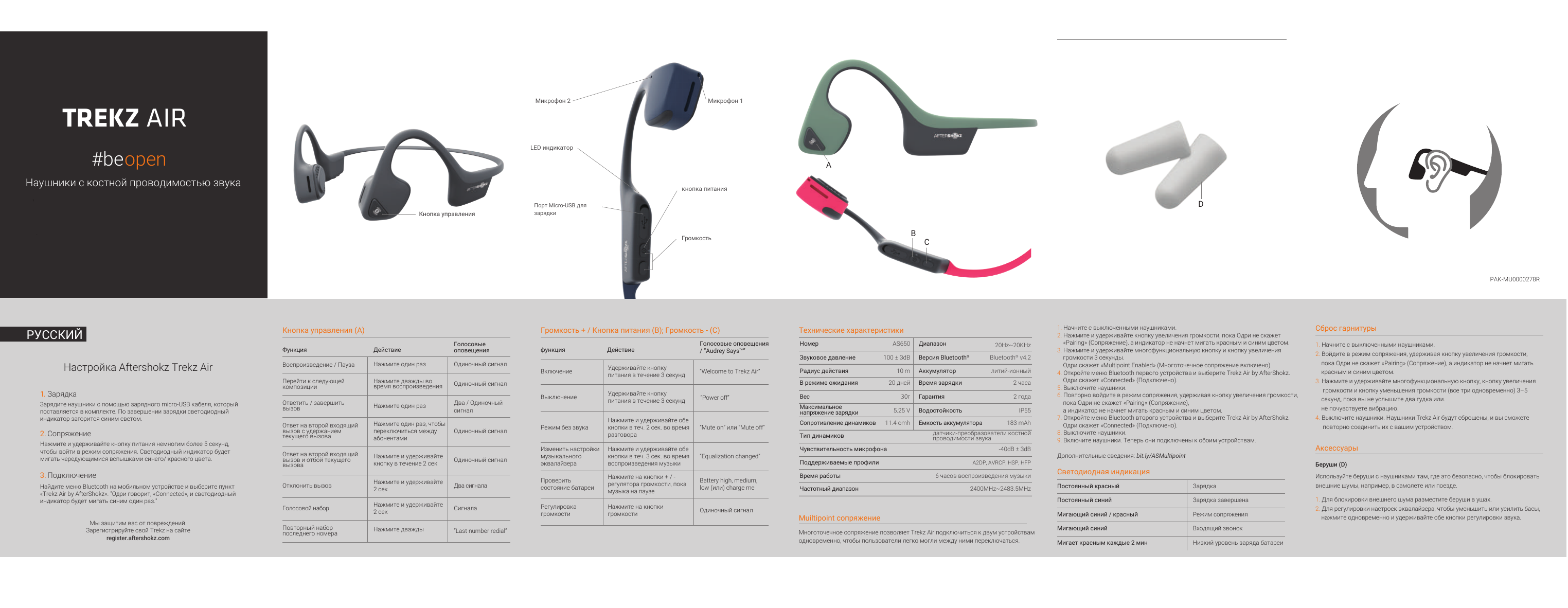 Aftershokz Trekz Air Midnight Blue As650 User Manual Manualzz