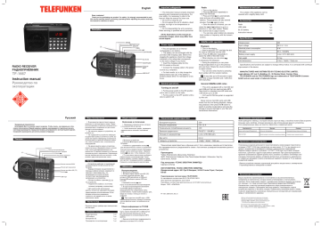 Telefunken TF-1667 Руководство пользователя | Manualzz