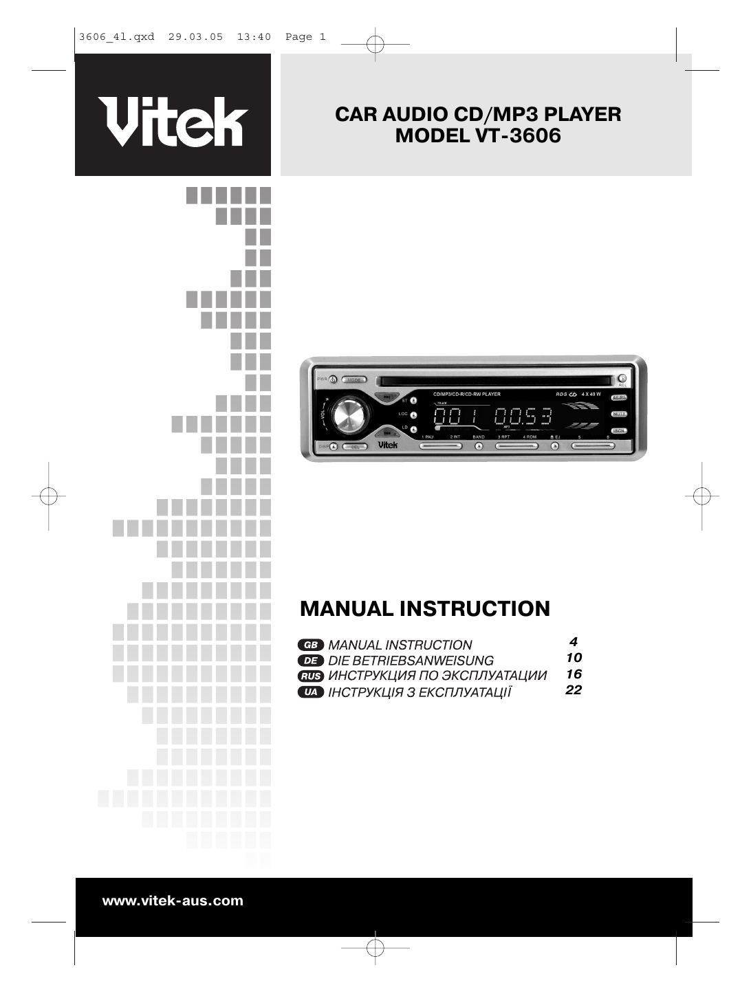 Vitek Mobilnaya Magnitola S Cd Mp3 Vitek Vt 3606 Vt 3606 User Manual Manualzz