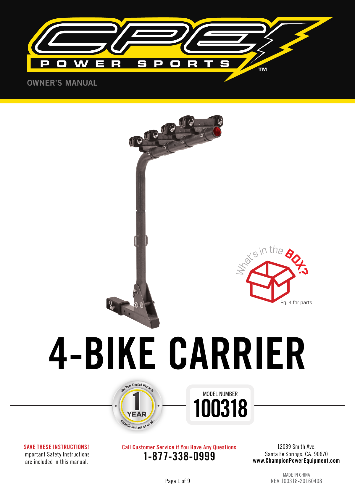 champion power equipment bike rack