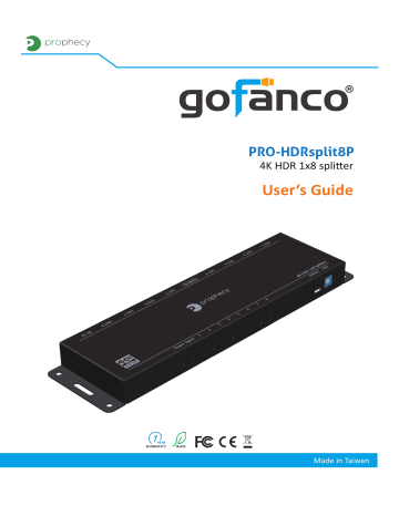 gofanco PRO-HDRsplit8P Splitter User's Guide | Manualzz