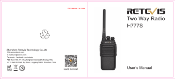 Retevis A9123FX5-J9118AX5 Two-Way Radio User Guide | Manualzz