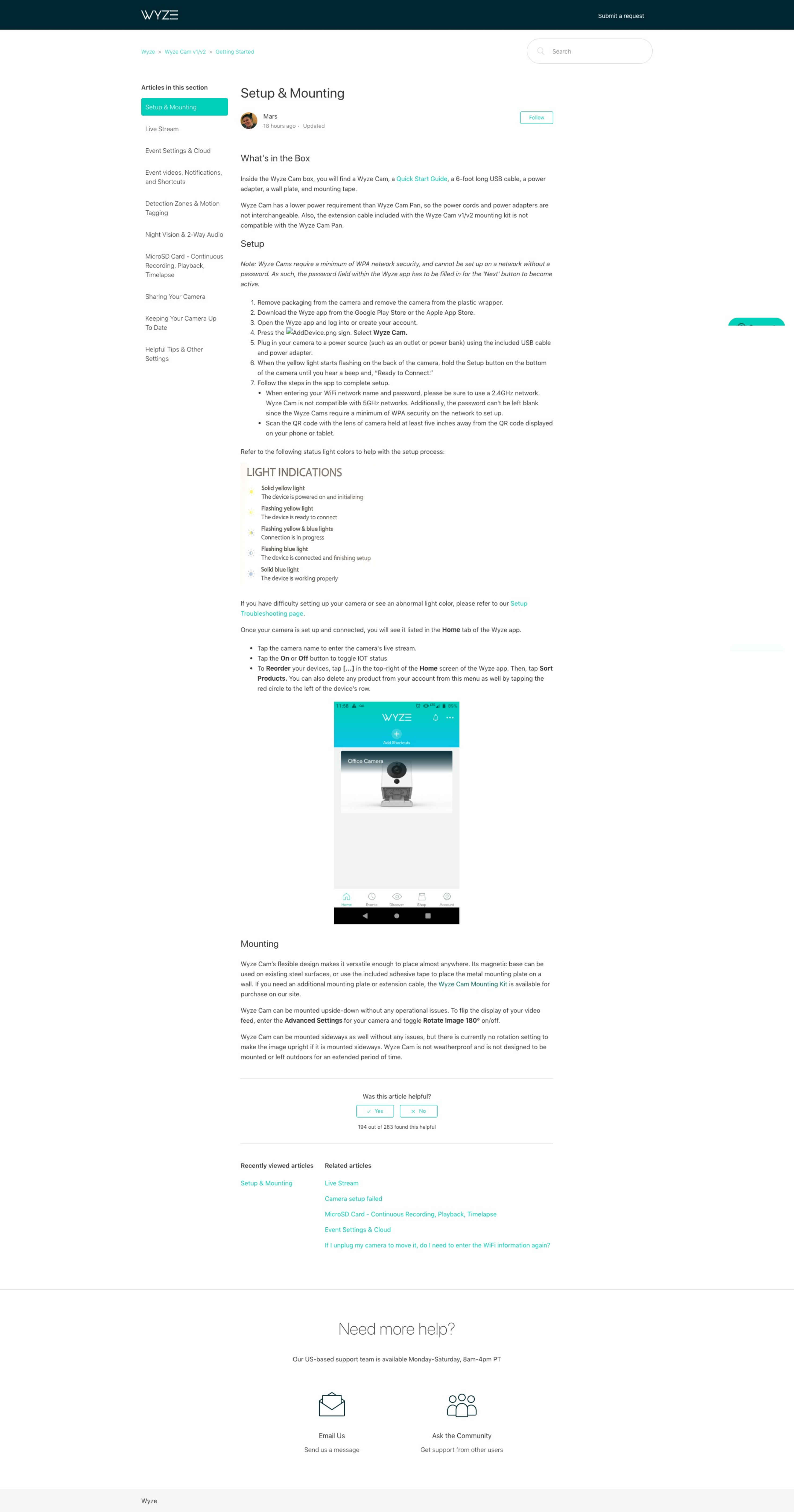 WyzeCam WYZEC2 Surveillance Camera Installation Manual