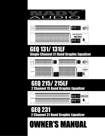 Nady GEQ 131 Equalizer Owner's Manual | Manualzz