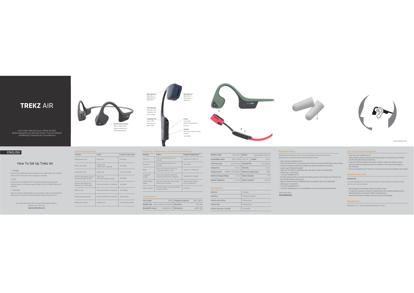 Aftershokz AS650 Earbud Headphone User 