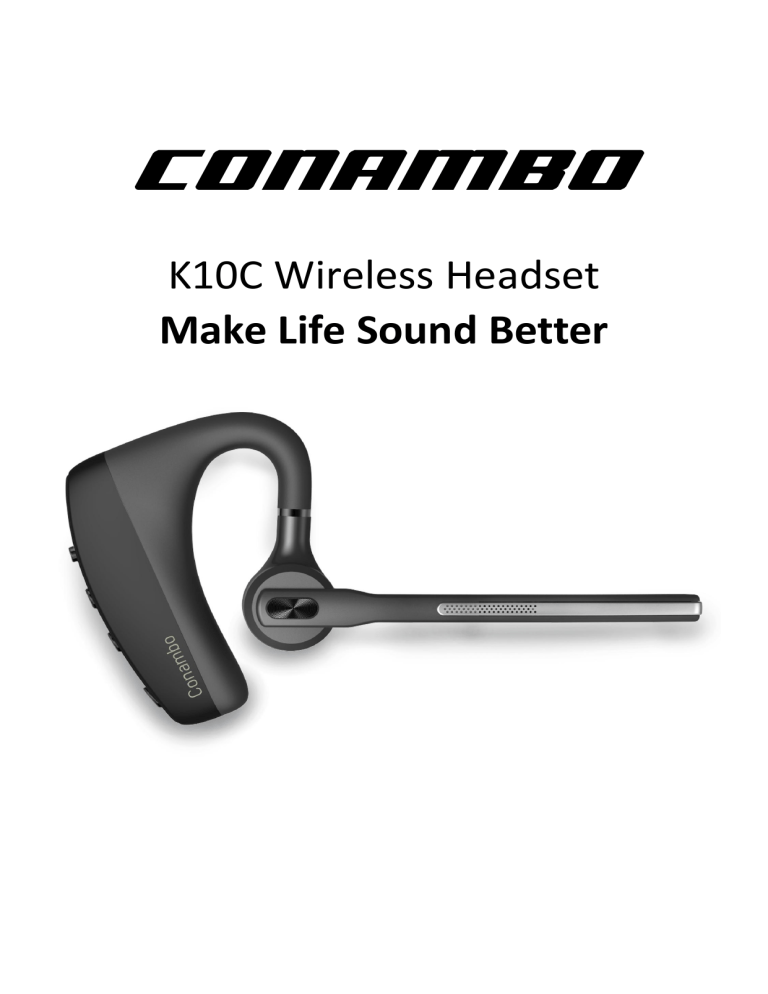 Conambo Bluetooth Headset CVC8.0 Noise Cancelling Dual Mic, Wireless