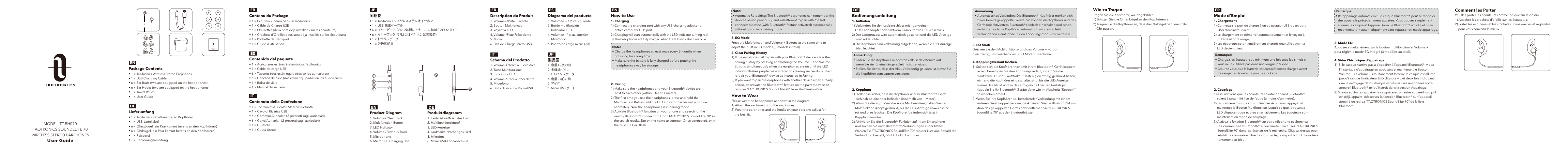 Taotronics Tt Bh070 Earbud Headphone User Manual Manualzz