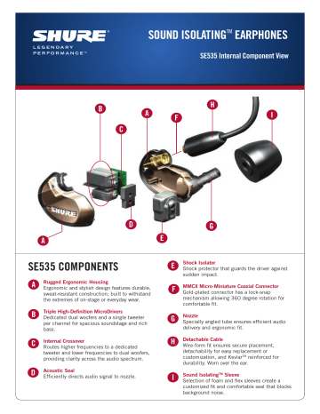 Shure SE535LTD BT2 Earbud Headphone Specification Sheet Manualzz