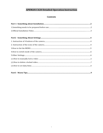APEMAN C420 On-Dash Camera User Manual | Manualzz