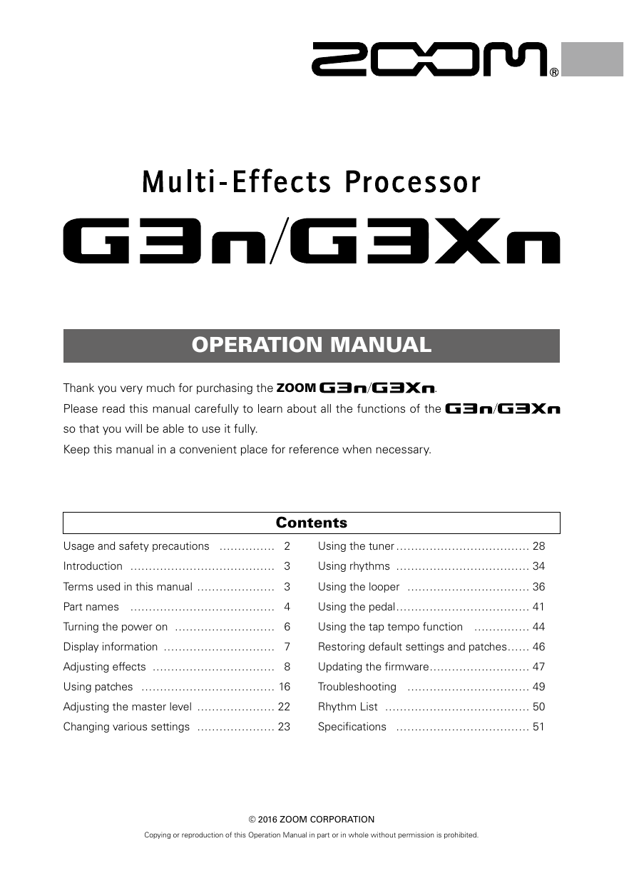 Zoom G5n Manual