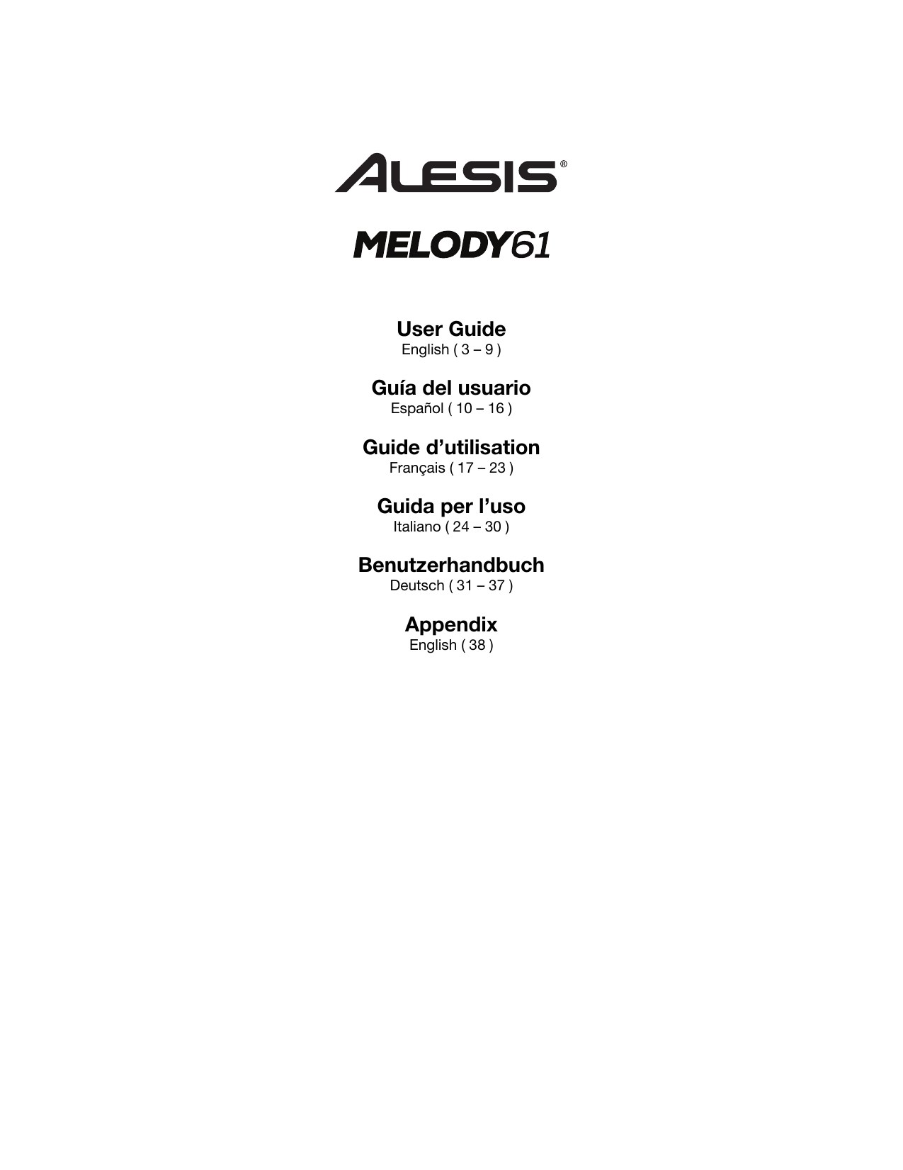 Alesis Melody 61 User guide | Manualzz