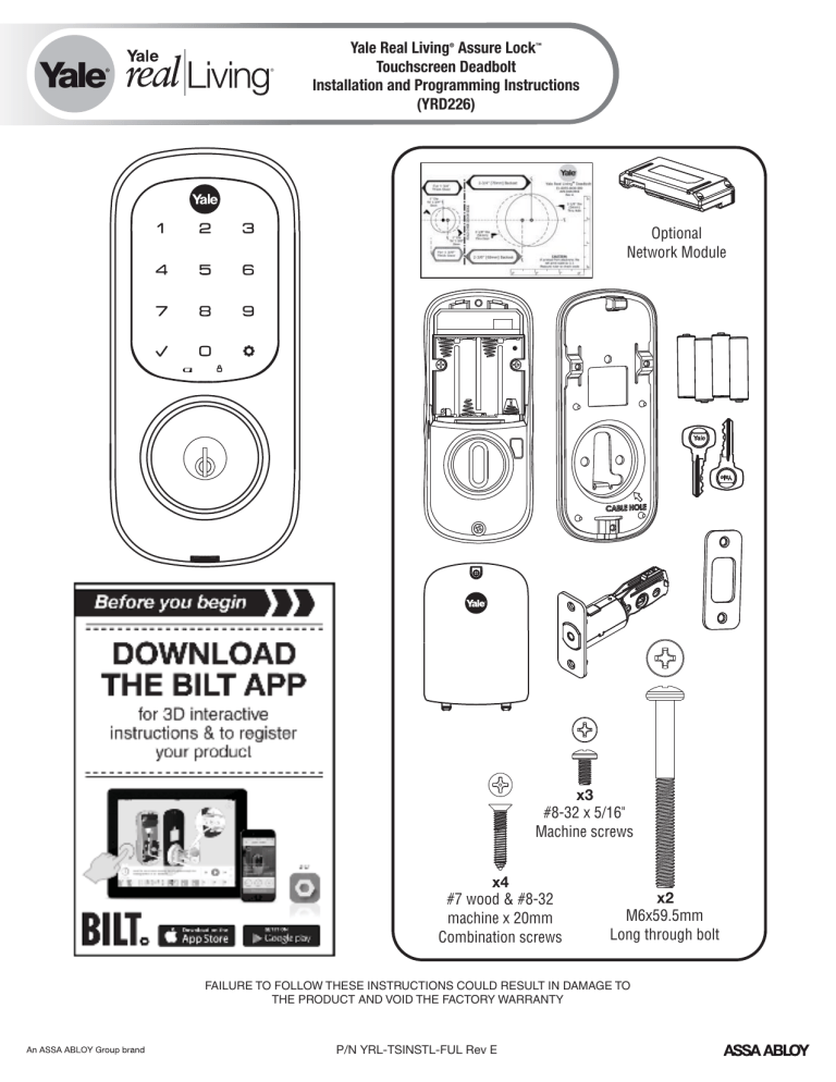 Yale Security YRD220NR619, Real Living Assure Lock YRD226