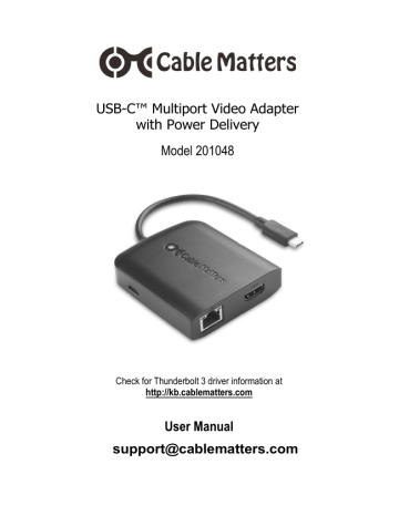 Cable Matters 201048-BLK DVI-HDMI Adapter User Manual | Manualzz