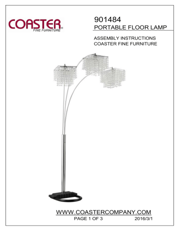 Coaster Home Furnishings 901484 Floor Lamp User Manual Manualzz Coaster Home Furnishings 901484 Floor, Coaster Fine Furniture Assembly Instructions