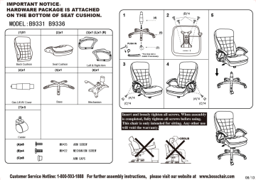 Boss Office Products B9336 Home Office Desk Chair Installation Manual ...