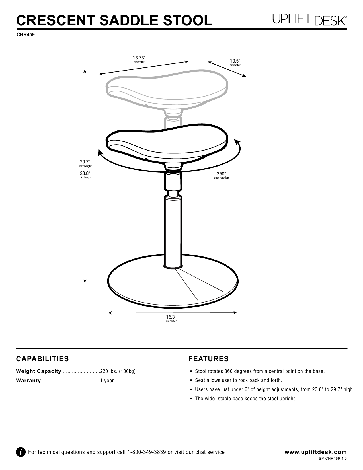 Crescent Saddle Stool by UPLIFT Desk