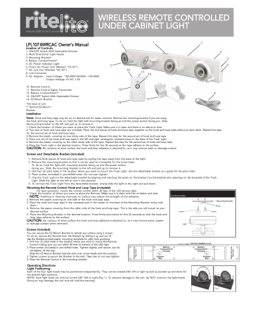 Rite Lite LPL1074WRCAC Under-Cabinet Light Installation Manual | Manualzz