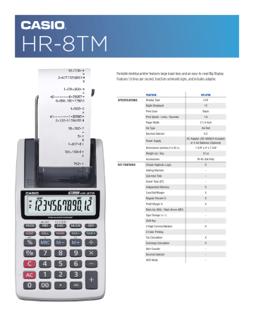 Casio HR-8TM Specification | Manualzz